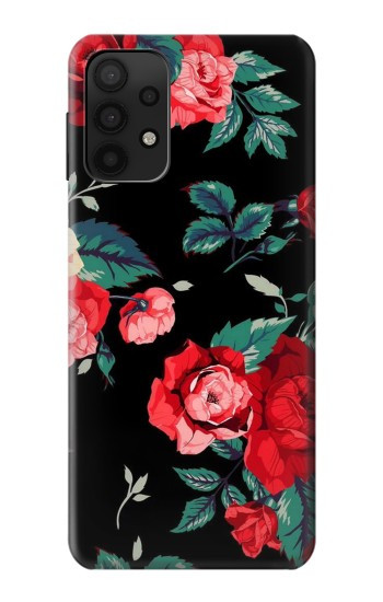 W3112 Rose Floral Pattern Black Case Cover Custodia e Flip Case per Samsung Galaxy A32 5G