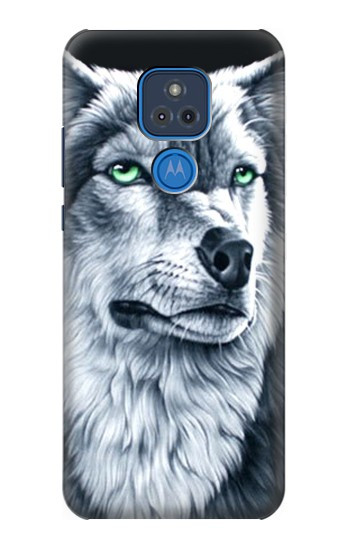 W0123 Grim White Wolf Case Cover Custodia e Flip Case per Motorola Moto G Play (2021)