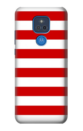 W2364 Red and White Striped Case Cover Custodia e Flip Case per Motorola Moto G Play (2021)