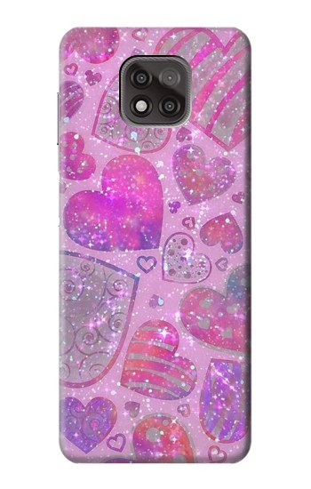 W3710 Pink Love Heart Case Cover Custodia e Flip Case per Motorola Moto G Power (2021)