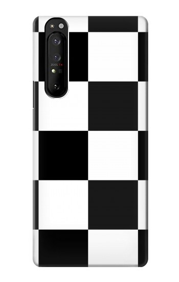 W2492 Black and White Check Case Cover Custodia e Flip Case per Sony Xperia 1 III W2492 Black and White Check Case Cover Custodia e Flip Case per Sony Xperia 1 III