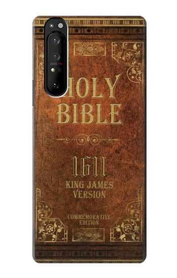 W2890 Holy Bible 1611 King James Version Case Cover Custodia e Flip Case per Sony Xperia 1 III