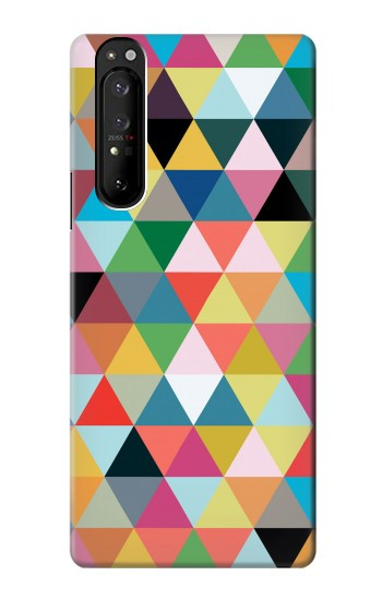 W3049 Triangles Vibrant Colors Case Cover Custodia e Flip Case per Sony Xperia 1 III