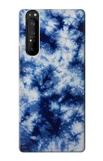 W3439 Fabric Indigo Tie Dye Case Cover Custodia e Flip Case per Sony Xperia 1 III