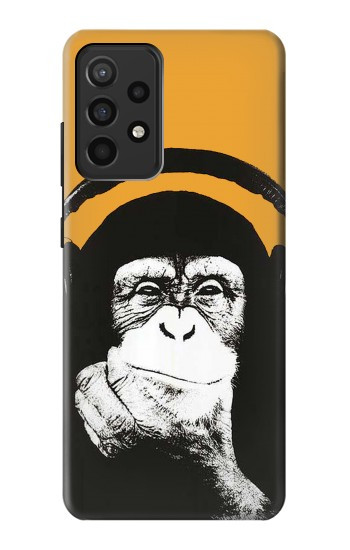 W2324 Funny Monkey with Headphone Pop Music Case Cover Custodia e Flip Case per Samsung Galaxy A52, Galaxy A52 5G