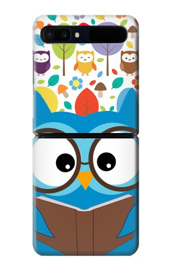 W2521 Cute Nerd Owl Cartoon Case Cover Custodia e Flip Case per Samsung Galaxy Z Flip 5G