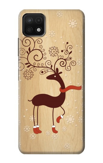 W3081 Wooden Raindeer Graphic Printed Case Cover Custodia e Flip Case per Samsung Galaxy A22 5G
