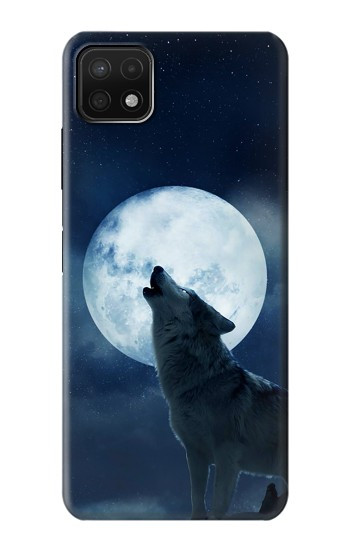 W3693 Grim White Wolf Full Moon Case Cover Custodia e Flip Case per Samsung Galaxy A22 5G