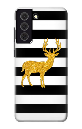 W2794 Black and White Striped Deer Gold Sparkles Case Cover Custodia e Flip Case per Samsung Galaxy S21 FE 5G
