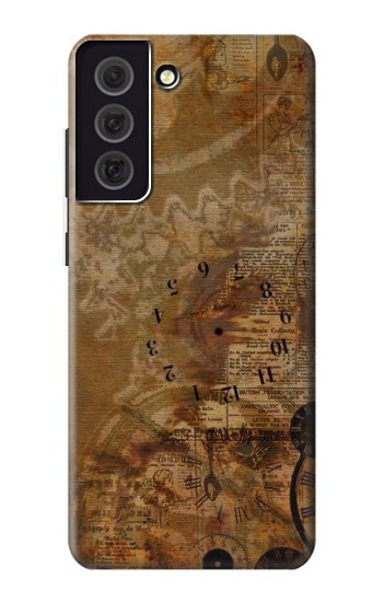 W3456 Vintage Paper Clock Steampunk Case Cover Custodia e Flip Case per Samsung Galaxy S21 FE 5G