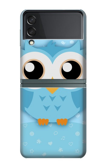 W3029 Cute Blue Owl Hard Case For Samsung Galaxy Z Flip 3 5G