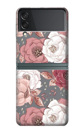 W3716 Rose Floral Pattern Hard Case For Samsung Galaxy Z Flip 3 5G