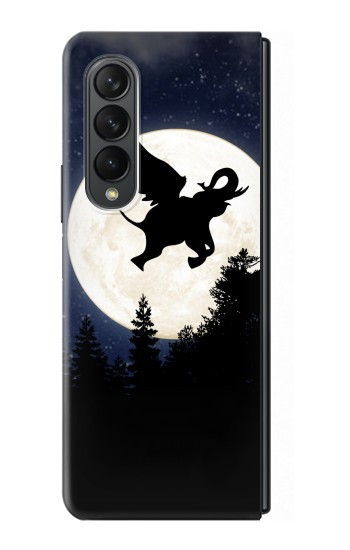 W3323 Flying Elephant Full Moon Night Hard Case For Samsung Galaxy Z Fold 3 5G