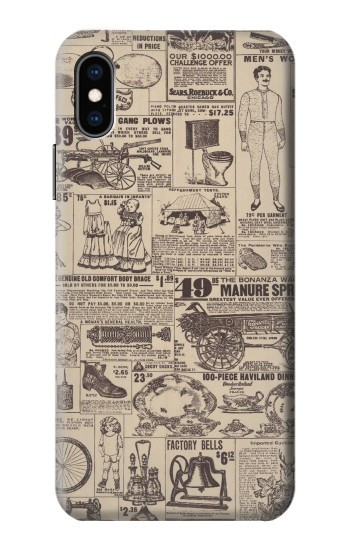 W3819 Retro Vintage Paper Case Cover Custodia e Flip Case per iPhone X, iPhone XS