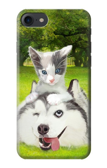 W3795 Grumpy Kitten Cat Playful Siberian Husky Dog Paint Case Cover Custodia e Flip Case per iPhone 7, iPhone 8, iPhone SE (2020) (2022)