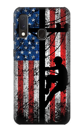 W3803 Electrician Lineman American Flag Case Cover Custodia e Flip Case per Samsung Galaxy A20e