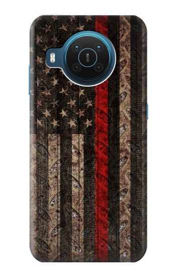 W3804 Fire Fighter Metal Red Line Flag Graphic Case Cover Custodia e Flip Case per Nokia X20