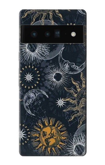 W3702 Moon and Sun Case Cover Custodia e Flip Case per Google Pixel 6 Pro
