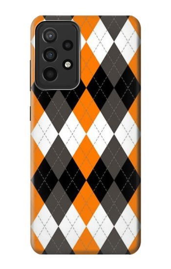 W3421 Black Orange White Argyle Plaid Case Cover Custodia e Flip Case per Samsung Galaxy A52s 5G