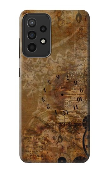 W3456 Vintage Paper Clock Steampunk Case Cover Custodia e Flip Case per Samsung Galaxy A52s 5G