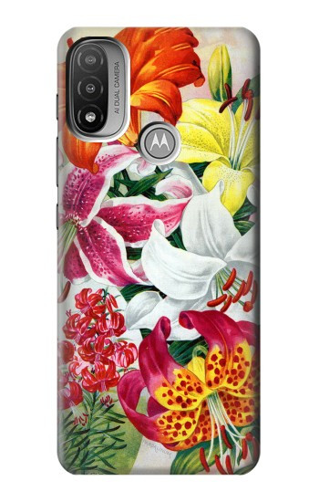 W3205 Retro Art Flowers Case Cover Custodia e Flip Case per Motorola Moto E20,E30,E40
