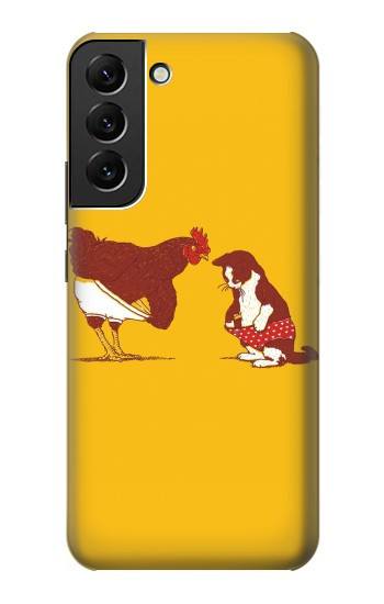 W1093 Rooster and Cat Joke Case Cover Custodia e Flip Case per Samsung Galaxy S22 Plus