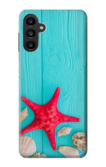 W3428 Aqua Wood Starfish Shell Case Cover Custodia e Flip Case per Samsung Galaxy A13 5G
