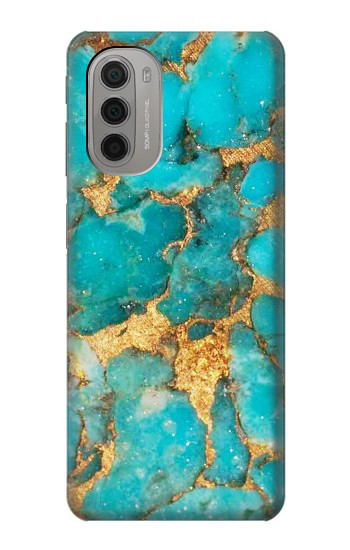 W2906 Aqua Turquoise Stone Case Cover Custodia e Flip Case per Motorola Moto G51 5G