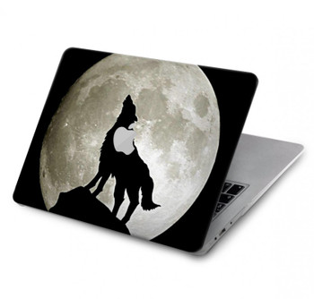 W1981 Wolf Howling at The Moon Case Cover Custodia per MacBook Pro 16 M1,M2,M3,M4 (2021,2024) - A3403, A3186, A2991, A2780, A2485