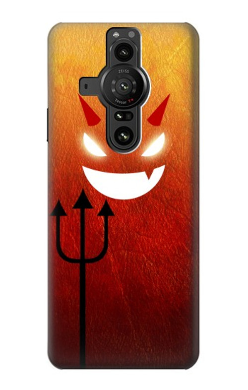 W2454 Red Cute Little Devil Cartoon Case Cover Custodia e Flip Case per Sony Xperia Pro-I