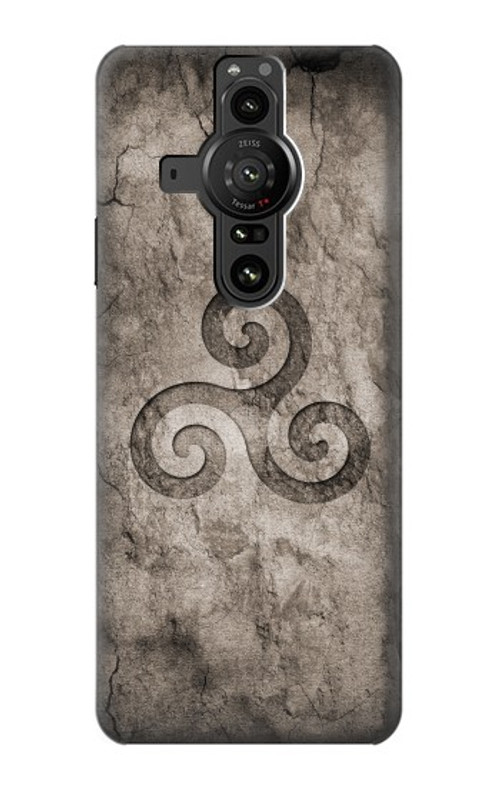 W2892 Triskele Symbol Stone Texture Case Cover Custodia e Flip Case per Sony Xperia Pro-I