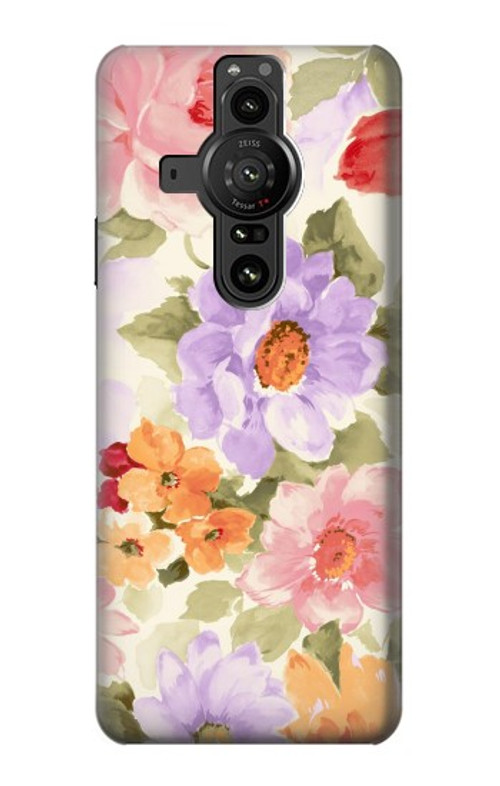 W3035 Sweet Flower Painting Case Cover Custodia e Flip Case per Sony Xperia Pro-I