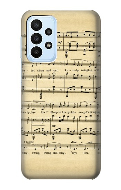 W2504 Vintage Music Sheet Case Cover Custodia e Flip Case per Samsung Galaxy A23