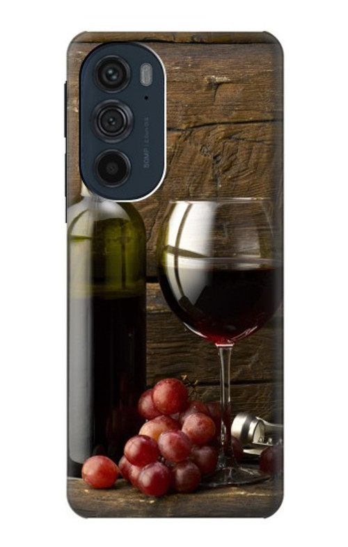 W1316 Grapes Bottle and Glass of Red Wine Case Cover Custodia e Flip Case per Motorola Edge 30 Pro