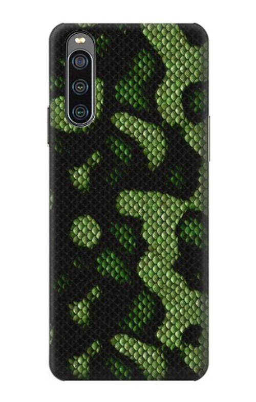 W2877 Green Snake Skin Graphic Printed Case Cover Custodia e Flip Case per Sony Xperia 10 IV