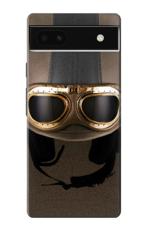 W2645 Vintage Brown Goggles Motorcycle Helmet Case Cover Custodia e Flip Case per Google Pixel 6a