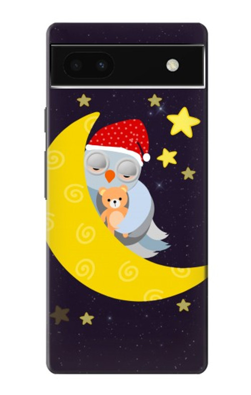 W2849 Cute Sleepy Owl Moon Night Case Cover Custodia e Flip Case per Google Pixel 6a