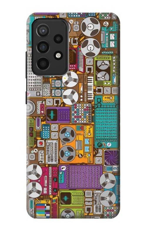 W3879 Retro Music Doodle Case Cover Custodia e Flip Case per Samsung Galaxy A52, Galaxy A52 5G
