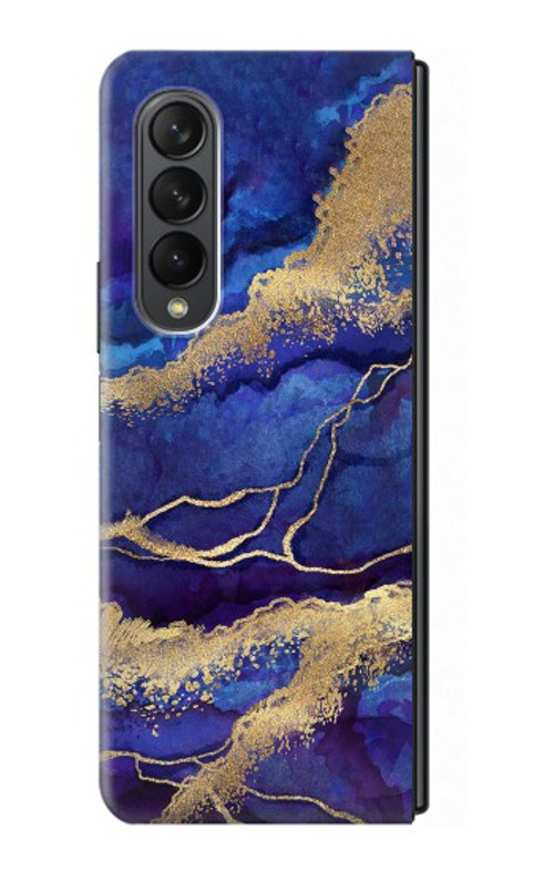 W3906 Navy Blue Purple Marble Case Cover Custodia e Flip Case per Samsung Galaxy Z Fold 3 5G