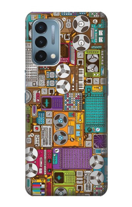 W3879 Retro Music Doodle Case Cover Custodia e Flip Case per OnePlus Nord N200 5G