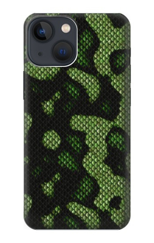 W2877 Green Snake Skin Graphic Printed Case Cover Custodia e Flip Case per iPhone 14