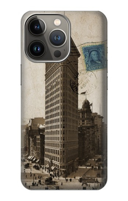 W2832 New York 1903 Flatiron Building Postcard Case Cover Custodia e Flip Case per iPhone 14 Pro Max