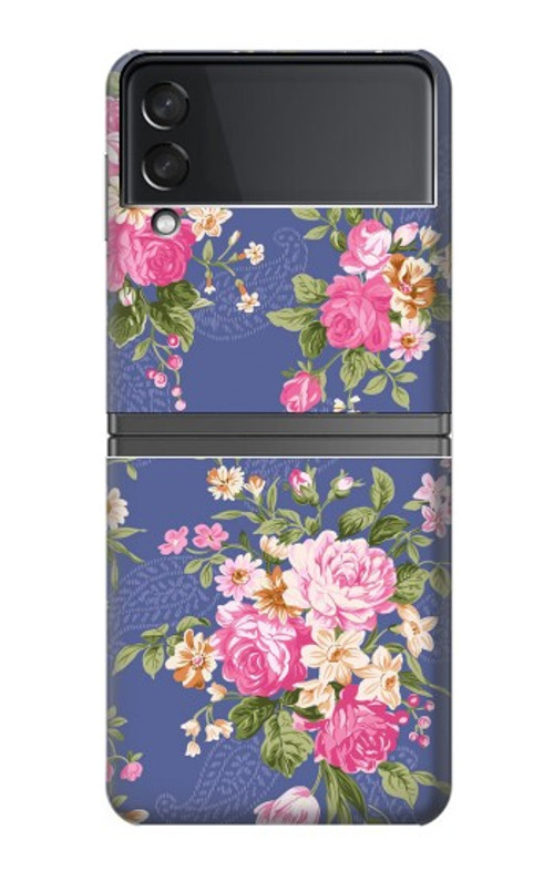 W3265 Vintage Flower Pattern Case Cover Custodia e Flip Case per Samsung Galaxy Z Flip 4