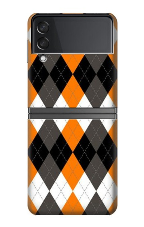 W3421 Black Orange White Argyle Plaid Case Cover Custodia e Flip Case per Samsung Galaxy Z Flip 4