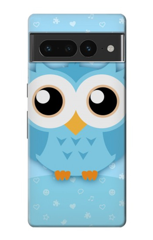 W3029 Cute Blue Owl Case Cover Custodia e Flip Case per Google Pixel 7 Pro
