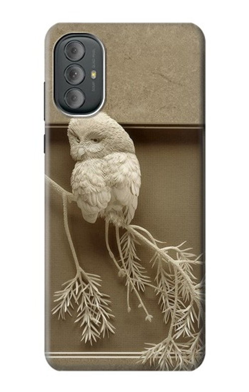 W1386 Paper Sculpture Owl Case Cover Custodia e Flip Case per Motorola Moto G Power 2022, G Play 2023