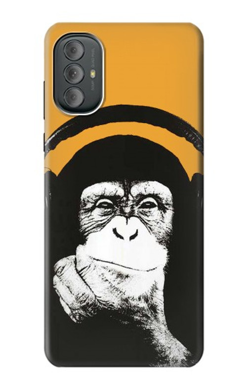 W2324 Funny Monkey with Headphone Pop Music Case Cover Custodia e Flip Case per Motorola Moto G Power 2022, G Play 2023