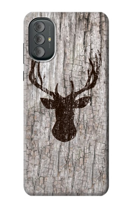W2505 Reindeer Head Old Wood Texture Graphic Case Cover Custodia e Flip Case per Motorola Moto G Power 2022, G Play 2023