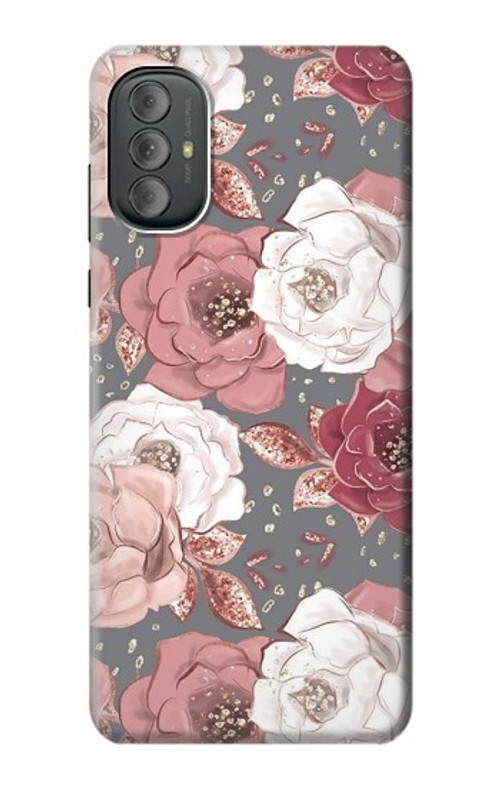 W3716 Rose Floral Pattern Case Cover Custodia e Flip Case per Motorola Moto G Power 2022, G Play 2023