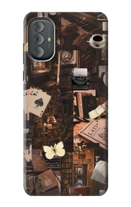 W3877 Dark Academia Case Cover Custodia e Flip Case per Motorola Moto G Power 2022, G Play 2023